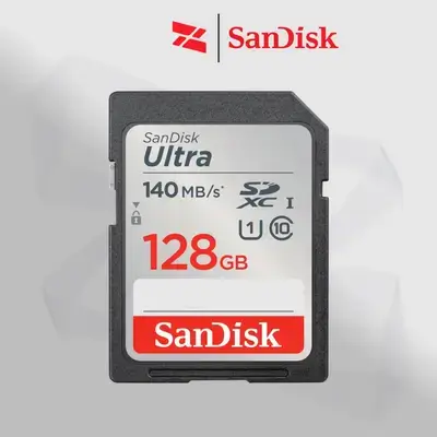 SanDisk 128GB Ultra SDXC UHSI Memory Card Up to 140MBs, C10, U1, Full HD, SD Card