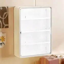 1pc Multi-Functional Storage Cabinet, White Dust-Proof Display Cabinet With Storage Shelves