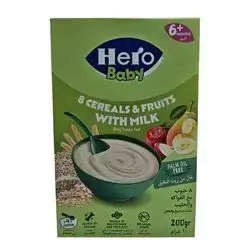 هيرو بيبي - سيريلاك 8 حبوب مع الفواكه والحليب 6+ اشهر//Hero Baby - Cerelac 8 Cereals with Fruits and Milk 6+ Months
