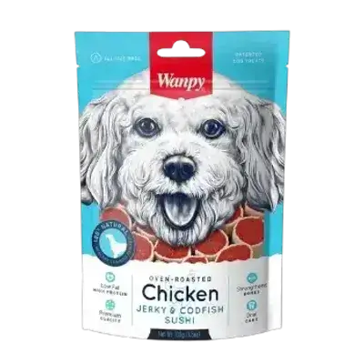 Wanpy Chicken jerky & Codfish Sushi Treat for dogs 100g