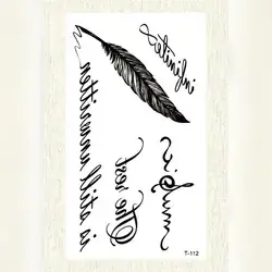 1 Sheet writing words feather temporary tattoo cool wholesale