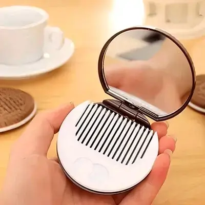 2pcs Set (Makeup Mirror + Comb) Realistic Chocolate Cream Cookie Makeup Mirror