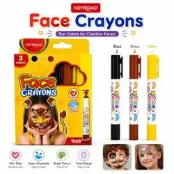 KEYROAD Face Crayons Set in 3 colors: Black, Brown & Yellow