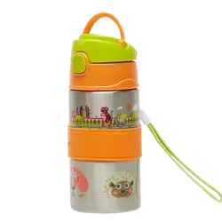 Cool Stainless Steel Straw Bottle 12m+ 400ml _ OOPs