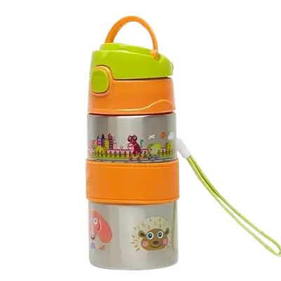 Cool Stainless Steel Straw Bottle 12m+ 400ml _ OOPs