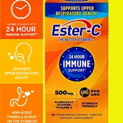 Vitamin C Ester-C 500 mg 24 Hour Vitamin C Tablets for Immune Support, Respiratory health, Collagen Production, Skin and Joint Health, Vitamin C Supplement, 90 Count vitamin c