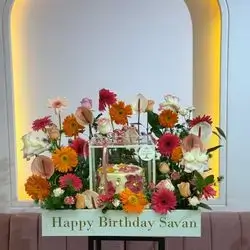 Cake and flowers