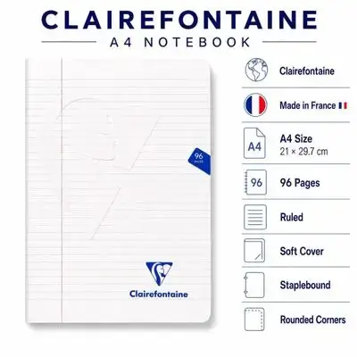 Notebook ,French ( A4) Size,96 pages.