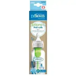 Dr Brown's options+ anti colic 250 ml glass natural flow bottle 0M+