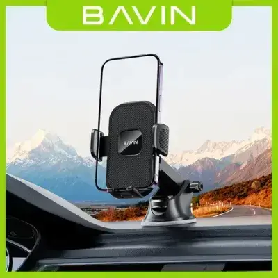 BAVIN PS26 Car Mount Universal Phone Holder Stand For Big Phones & Thick Case Friendly Premium Quality Super Sticky Washable Pad Suction Function Long Arm