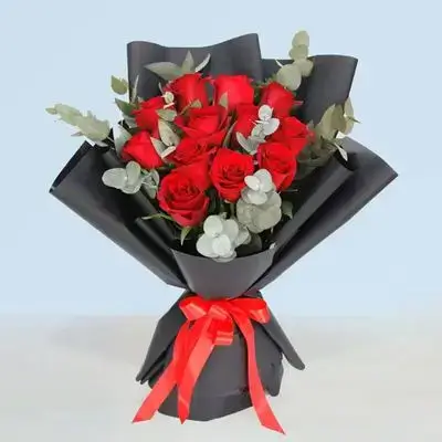 Imported Red Rose Bouquet – 12 Flowers