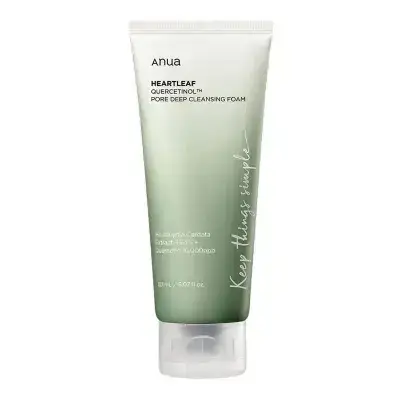 Anua Heartleaf Quercetinol Pore Deep Cleansing Foam - 150ml | أنوا غسول رغوي يحتوي على خلاصة نبات القلب، مصممة لتنظيف المسام بعمق وتقشير خلايا الجلد الميتة بلطف - 150 مل