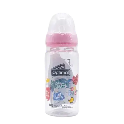 Glass Feeding Bottle 160ml Pink Color OPB-1094 _ Optimal