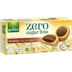 Gullon Zero Sugar Free Ronditas Chocolate Cookies, 186g