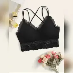 Floral Lace Crisscross Bralette Lingerie - One Size 