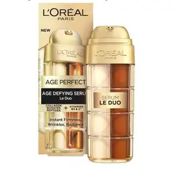 L'Oréal Paris Anti-Aging Serum for All Skin Types, Double Action, Firming and Brightening, Soft and Nourished Skin, No Wrinkles, with Collagen and Vitamins B3 and C, Age Perfect 30 ml
