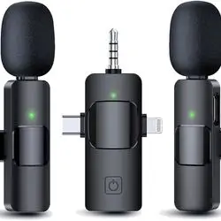 BezosMax 3 in 1 Wireless Lavalier Microphones,