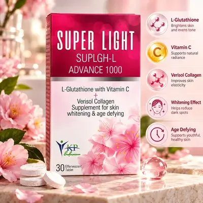 Super Light SuplGH-L Advance 1000 – L-Glutathione + Vitamin C + Verisol Collagen, 30 Effervescent Tablets