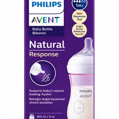 Avent natural response 1m+ 260ml biberon rose