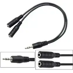 Audio adapter Aux 3.5mm to dual female (black)