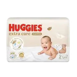 HUGGIES Extra Care Diapers Size 2 from 4-6kg 64 Diapers _ Kimberly-Clark