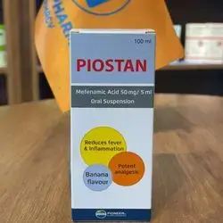 piostan mefenamic acid 50mg/5ml reduces fever & inflammation , banana flavour 100ml