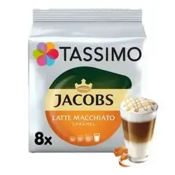 TASSIMO Jacobs Latte Macchiato Caramel – 8 Milk + 8 Espresso Capsules
