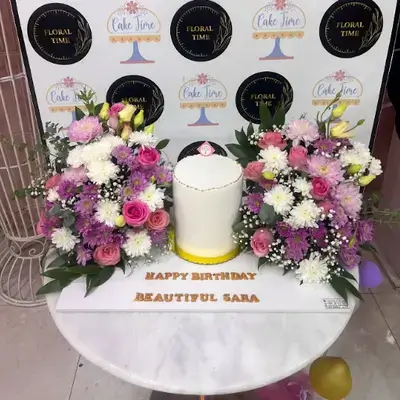 Cake And Rose Flower And Dawdy Flowers
