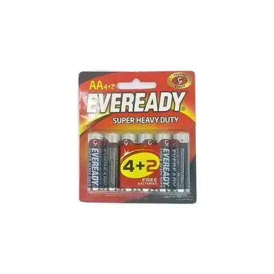 Eveready 1015 Super Heavy Duty AA Battery, (4 + 2 Free)