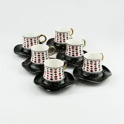 Set Of 6 Black Leaf Cups 01