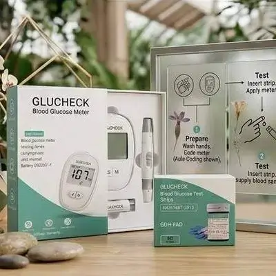 GLUCHECK Blood Glucose Meter with Test Strips (100 Strips / 2 Packs)