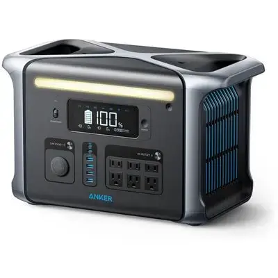 Anker 757 Portable Power Station, Powerhouse 1229Wh LiFePO4 Battery, 1500W Solar Generator with 6 AC Outlets (Solar Panel Optional), 2 USB-C Ports 100W Max, LED Light for Camping, RV, Power Outage (Renewed)