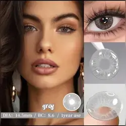 2 Pairs Grey Color Soft Contact Lenses, Yearly Disposable