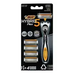 Beck Men's Hybrid 5 Flex Razor Set - Box of 1 Handle and 4 Refill Heads