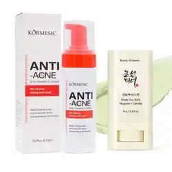 KORMESIC Anti-Acne Foaming Cleanser  &  Beauty of Joseon Matte Sun Stick (Mugwort + Camellia)