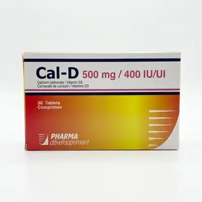 Cal-D (Calcium carbonate 500 mg / Vitamin D3 400 IU - 30 Tablets)