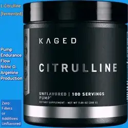 Kaged, L Citrulline Powder, Citrulline, Fermented L-Citrulline, Unflavored, Nitric Oxide, Argenine Production, Enhanced Pumps, Improve Muscle Vascularity, Endurance, Fuller Muscles, Blood Flow, Heart Health, Men & Women, 100 Servings, 200g L Citrulline