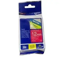 Label Tabe Brother Orginal-12mm-White On Red Tape