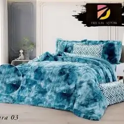 Quilt Set 2 Person,Tie Dye Long Velvet Comforter-Dream Room-6 Pcs