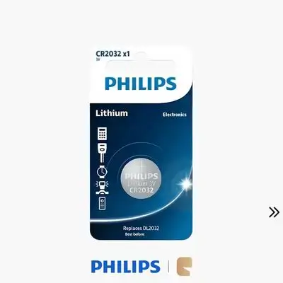 Philips CR2032 3V Lithium Coin Cell Child-Resistant 1Pcs Pack