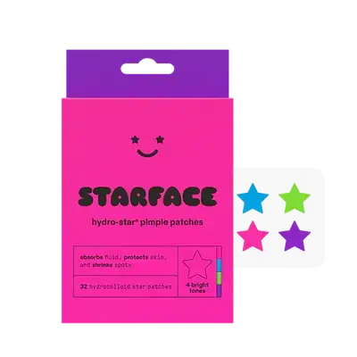 Hydro-Star Pimple Patches 4 Bright Tones 32 Hydrocolloid Star Patches _ STARFACE