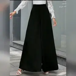 Women's Fashion Casual Loose Solid Color Zipper Pocket Wide Leg Pants - Medium 