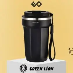 Green Lion Vaccum Mug Stainless Steel Insulated Bottle - Black