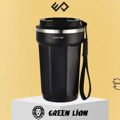Green Lion Vaccum Mug Stainless Steel Insulated Bottle - Black