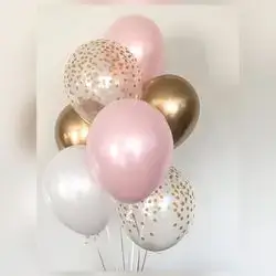 Gold, Pink, White & Transparent Standard Helium Balloon Group – 7 Balloons