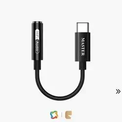 Master USB-C to 3.5mm Audio Jack Converter Built-In High-Fidelity DAC Chip - Black