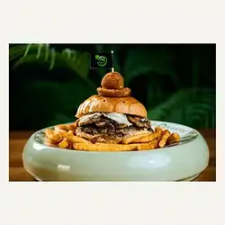 Meat Cheese Burger with Swiss Mushroom