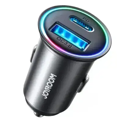 JR-CCN04 USB-A+USB-C 60W A+C mini Metal Car Charger