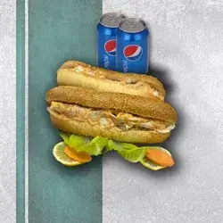 2 Meat Fahita sandwiches and 2 Pepsi