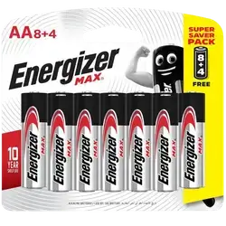 Energizer Max Alkaline E91 BP12 AA Super Batteries 12 Pieces Pack